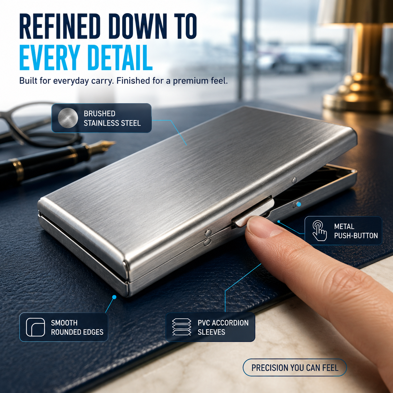 RFID-Blocking Stainless Steel Card Wallet – Organized, Secure & Pocket-Ready 🔒
