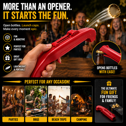 🍺 Bottle Cap Launcher Opener – Pop, Launch & Bring the Fun