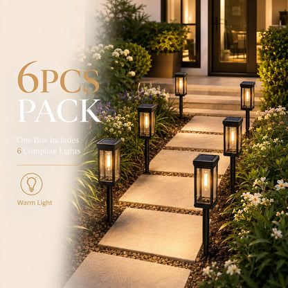 ☀️ SALE | 6-Pack Solar Pathway Lights Outdoor – IP65 Waterproof Warm White Garden Lights