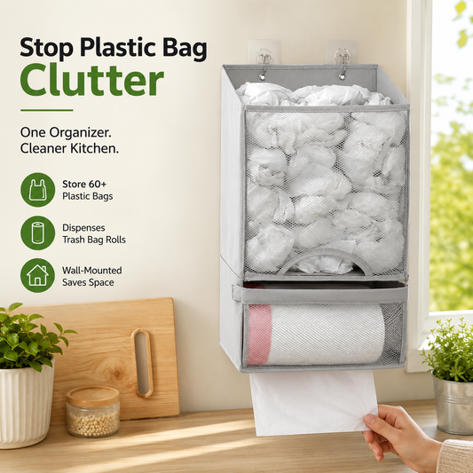 2-in-1 Plastic Bag Holder | Extra Large Kitchen Bag Organizer