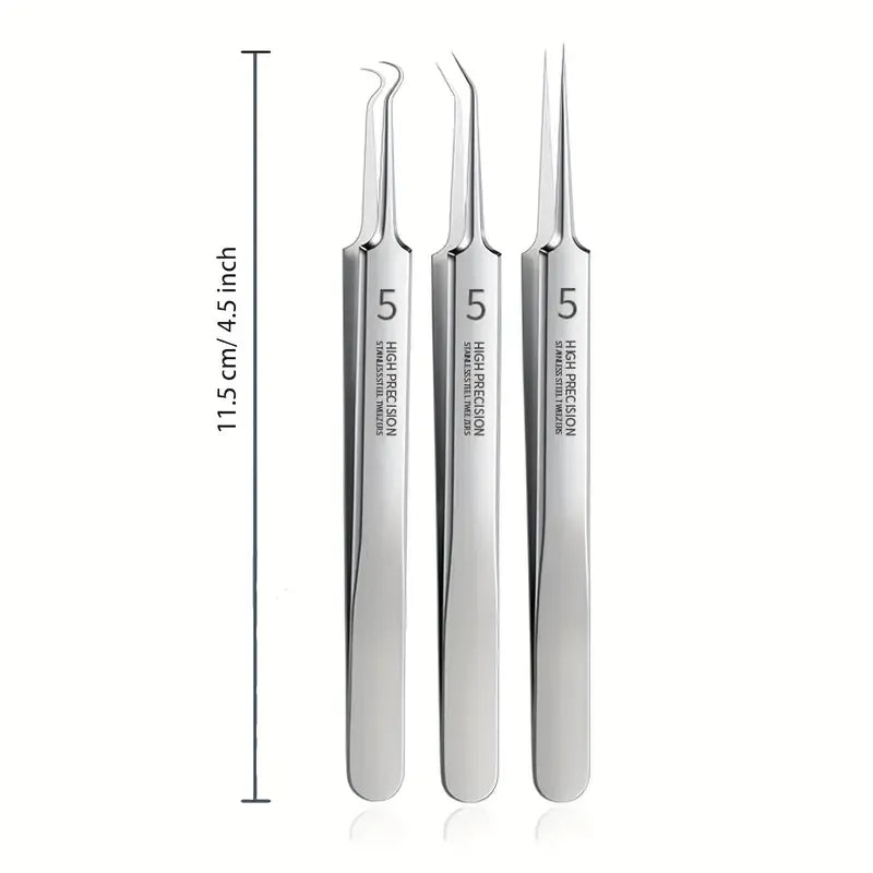 ✨ Precision Blackhead Tweezer Set – 3 Stainless Steel Tip Styles