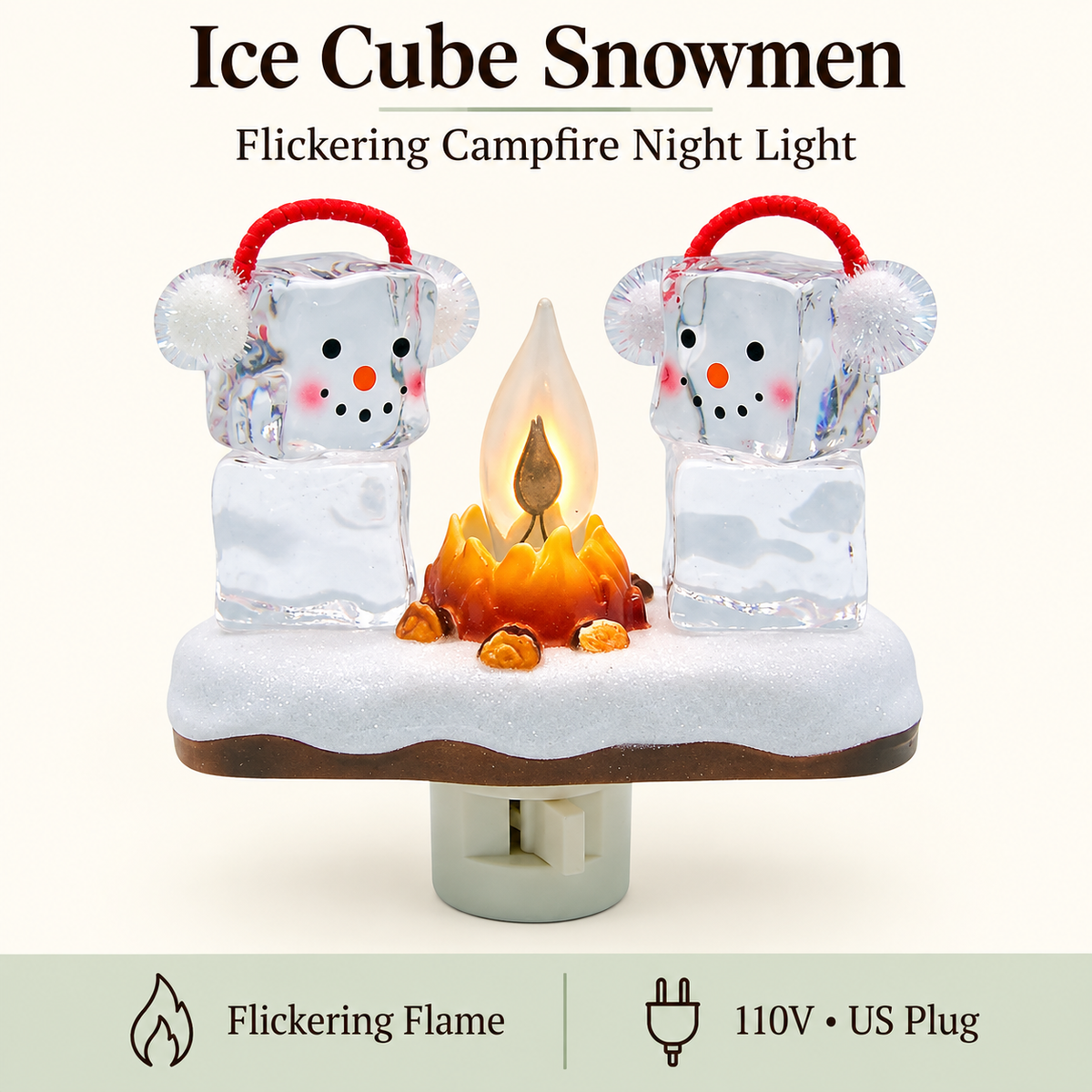 Flickering Campfire Plug-In Night Light – 7 Charming Holiday Designs