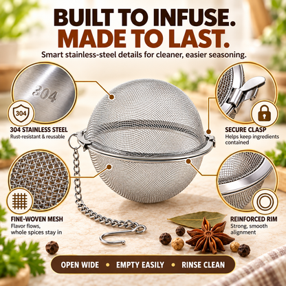 Stainless Steel Spice Infuser Ball – Full Flavor Without the Floating Spices 🍲