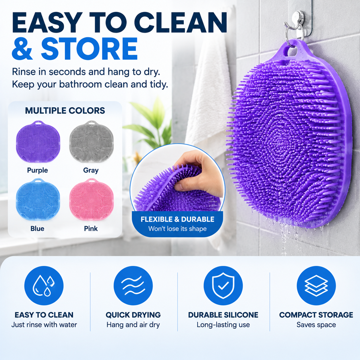 🦶 Hands-Free Shower Foot Scrubber Mat – Deep Clean & Massage Your Feet While You Shower