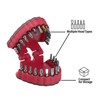 🦷 Magnetic Tooth Drill Bit Holder – Funny Dentist Screwdriver Bit Organizer & Mini Stubby Driver