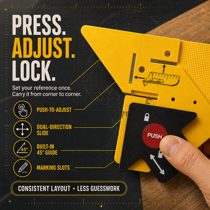 📐 Adjustable 45° Trim Marking & Measuring Tool – Fast Door & Window Casing Layout