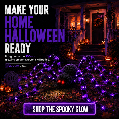 🕷️ Giant LED Halloween Spider Decoration | Outdoor Yard & Porch Spooky Light Display