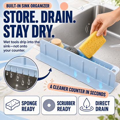 💦 2-in-1 Foldable Sink Splash Guard & Drain Organizer