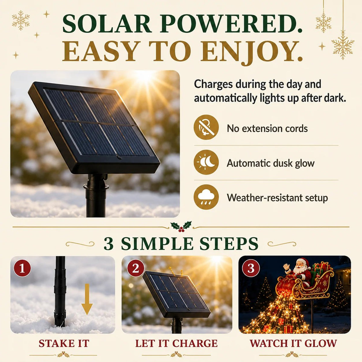 🔥Free Shipping - 🎅✨ 2026 New Santa’s Flying Sleigh Gift Cascade – Solar Christmas Garden Light