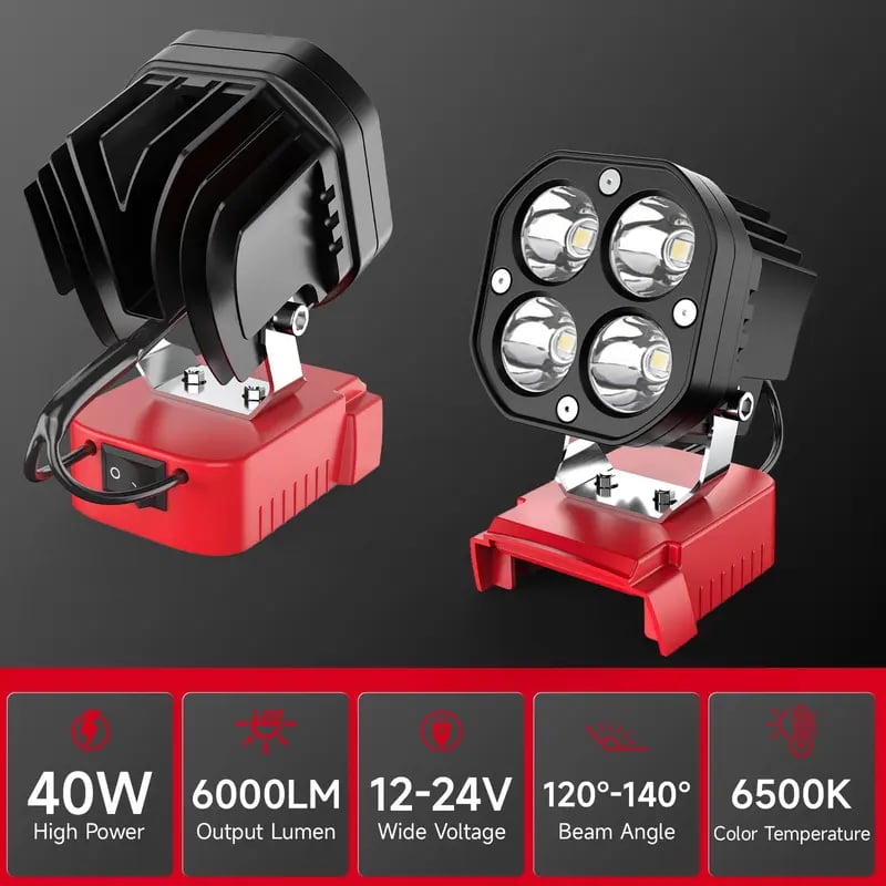 🛠️💡LED Work Light Compatible with Milwaukee 18V Battery/Dewalt 18V&20V Battery
