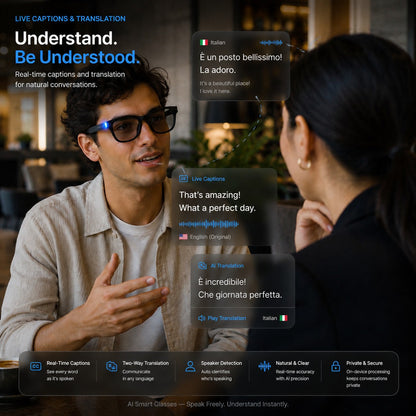 👓 AI Smart Glasses 🎥 4K POV Camera | Multi-Language Translation & AR Navigation