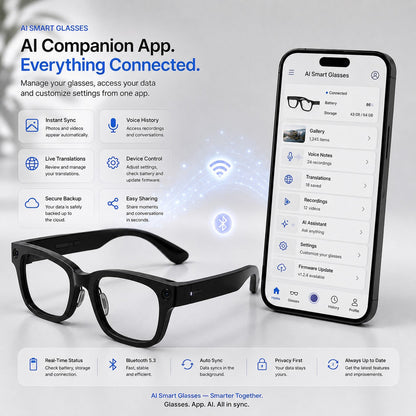 👓 AI Smart Glasses 🎥 4K POV Camera | Multi-Language Translation & AR Navigation