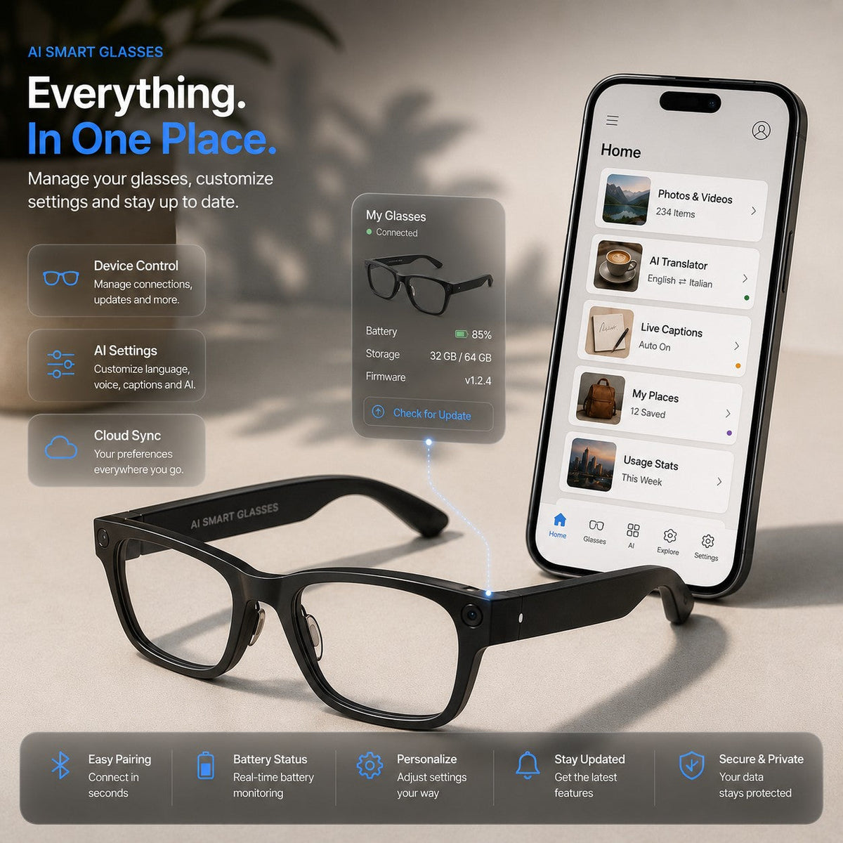 👓 AI Smart Glasses 🎥 4K POV Camera | Multi-Language Translation & AR Navigation