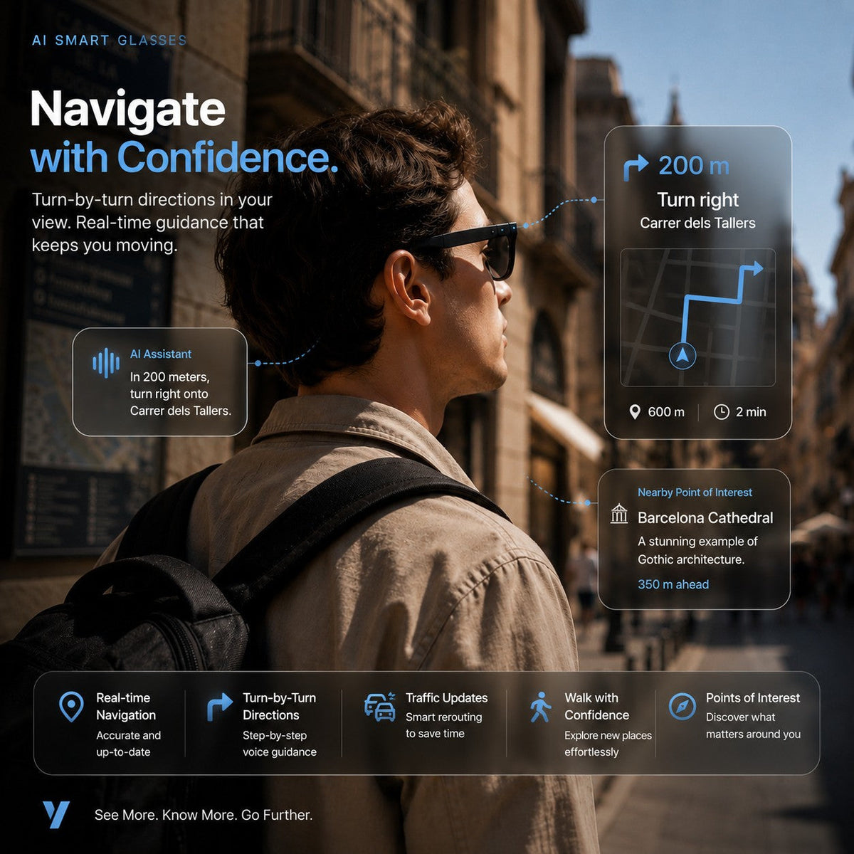 👓 AI Smart Glasses 🎥 4K POV Camera | Multi-Language Translation & AR Navigation