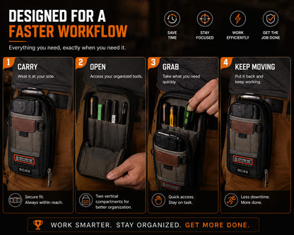 🔧 Compact Technician Tool Pouch with Phone Pocket & Dual-Layer Storage