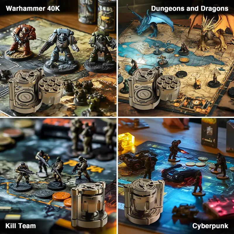 Metal DND Dice Set with Rotating Holder | 7-Piece Polyhedral RPG Dice