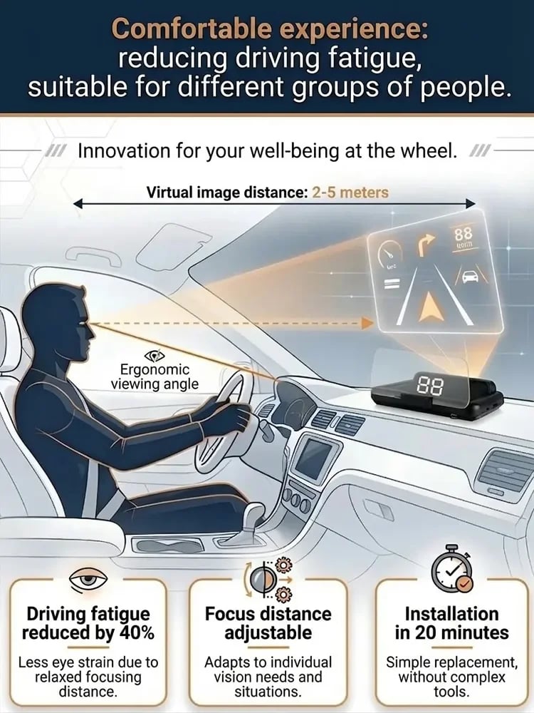 🚗 Smart AI HUD Head Up Display — Drive Safer With Real-Time Speed, Navigation & Road Alerts