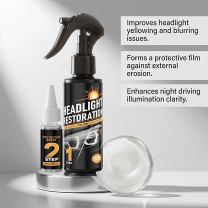 🥳2026 HOT SALE🥳💞50K+ SOLD!⏰🔧 Headlight Restorer Kit – 2 steps, no disassembly. Removes yellow haze, restores clarity. Long‐lasting UV shield. 🚗✨