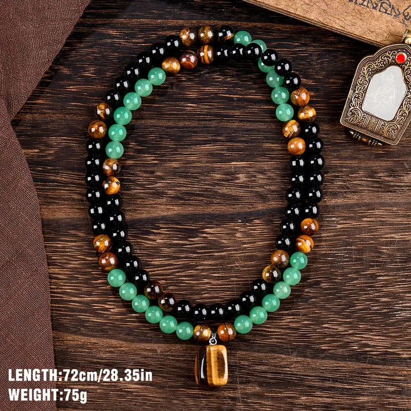 ✨Money Attraction Necklace With GreenAventurine & Tiger Eye Pendant Healing Crystal Stone