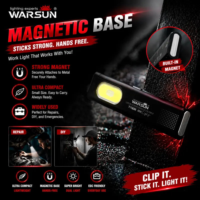 🔦 6-Mode Pocket EDC Flashlight — Magnetic Base, Side Light & USB-C Rechargeable