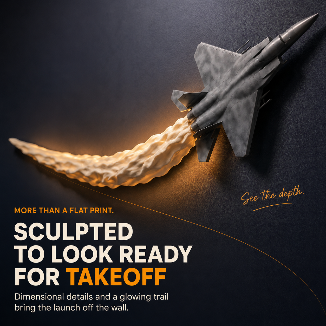 Illuminated Fighter Jet Wall Display – Glowing Afterburner Shelf with Remote Control ✈️🔥