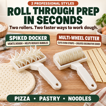 🍕Large Dough Docker & Multi-Wheel Cutter – Faster Pizza & Pastry Prep🍜
