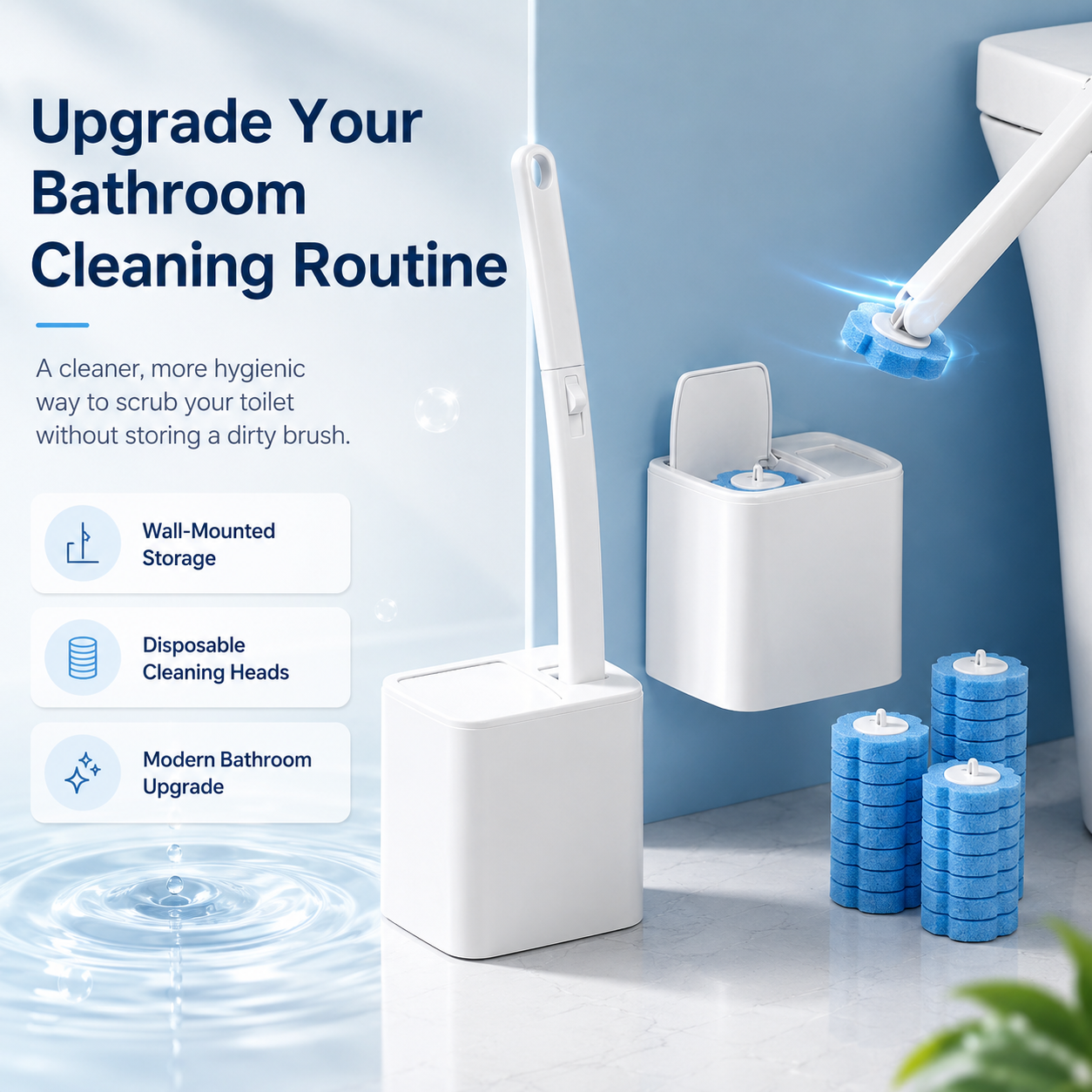 🚽 Disposable Toilet Cleaning System | Wall-Mounted Hygienic Toilet Brush Kit