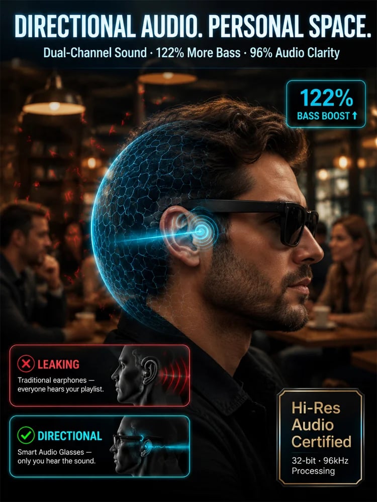 🕶️ AI Smart Translation Glasses – Real-Time Language Translator Glasses with Photochromic Lenses & HD Audio for Travel and Business