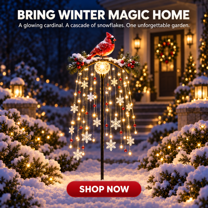 🐦 Lighted Cardinal Snowfall Garden Stake – Winter Outdoor Yard Décor