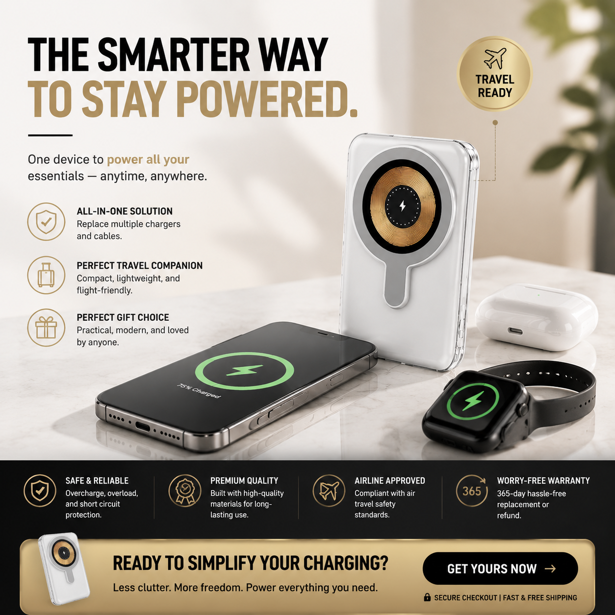 🔋 7-in-1 Magnetic Wireless Power Bank | All-In-One Travel Charger With Built-In Cables🧲