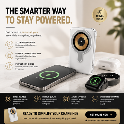 🔋 7-in-1 Magnetic Wireless Power Bank | All-In-One Travel Charger With Built-In Cables🧲