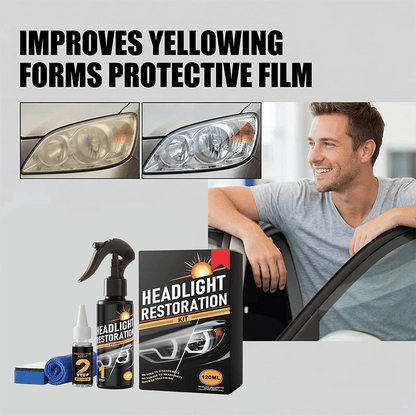 🥳2026 HOT SALE🥳💞50K+ SOLD!⏰🔧 Headlight Restorer Kit – 2 steps, no disassembly. Removes yellow haze, restores clarity. Long‐lasting UV shield. 🚗✨