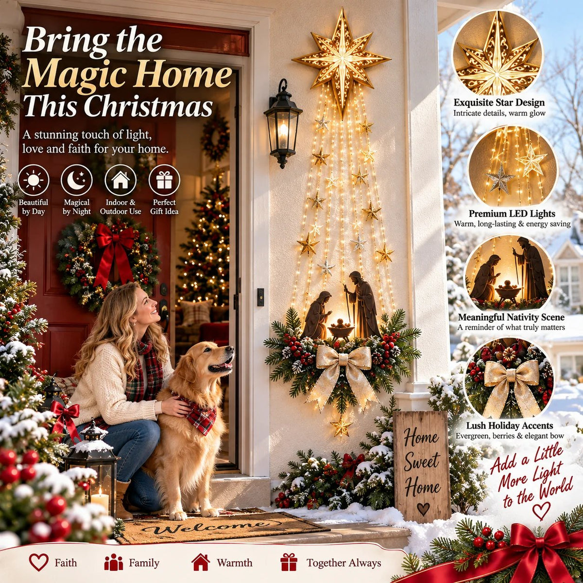 🔥Buy 2 Get 10% OFF - Bethlehem Star of Faith™ – Lighted Nativity Christmas Wall Decor