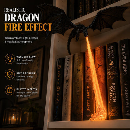 🐉 Fire-Breathing Dragon Bookshelf Lamp – Fantasy LED Shelf Decor