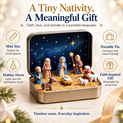 🔥Last Day 50% OFF - ✝️Religious Pocket-Size Mini Nativity Scene Set with Storage Box