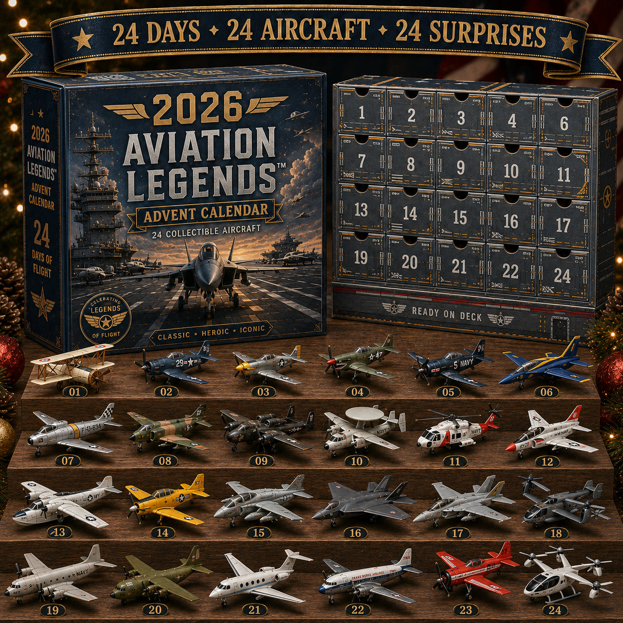 ✈️🎁2026 Aviation Legends 24-Day Aircraft Advent Calendar – 24 Collectible Airplane Surprises for Aviation Fans