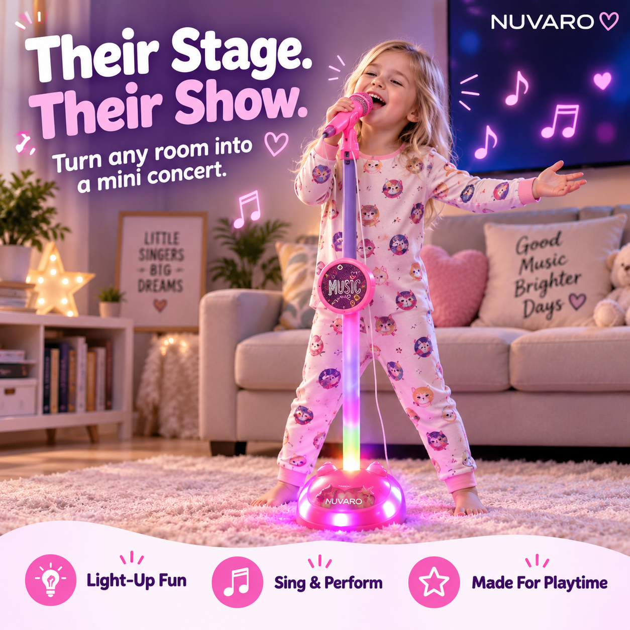 🎤 Kids Light-Up Karaoke Microphone Stand – Sing, Play & Perform