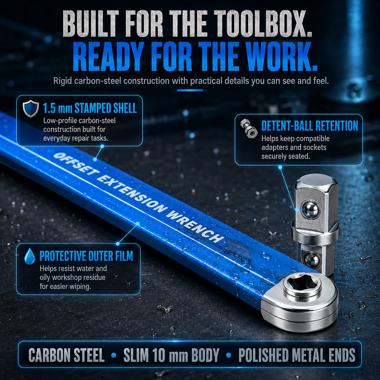🔩3/8" Offset Extension Wrench Set – Reach Tight Bolts Without Removing Parts🔧