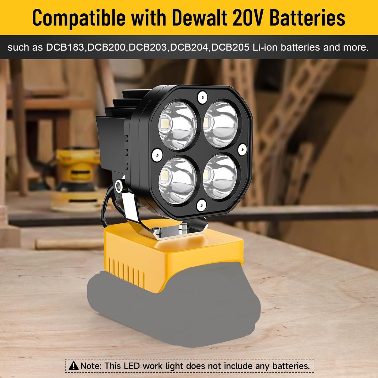 🛠️💡LED Work Light Compatible with Milwaukee 18V Battery/Dewalt 18V&20V Battery