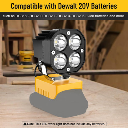 🛠️💡LED Work Light Compatible with Milwaukee 18V Battery/Dewalt 18V&20V Battery