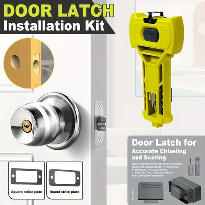 🔨 Door Latch Installation Kit – Precision Mortise Tool for Fast & Accurate Door Lock Installation, Fits Square & Round Deadbolts, 1-3/8" & 1-3/4" Doors