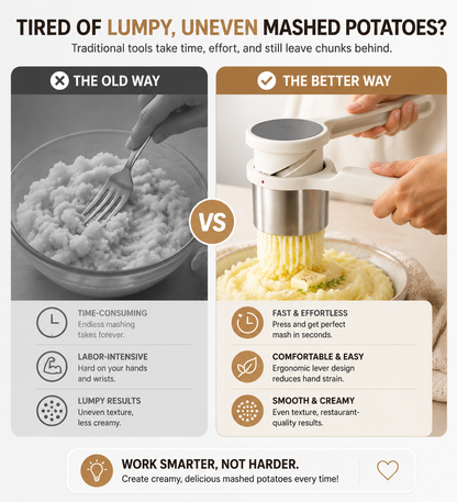 🥔 Rotary Potato Ricer Press – Create Creamy Restaurant-Style Mashed Potatoes Easily