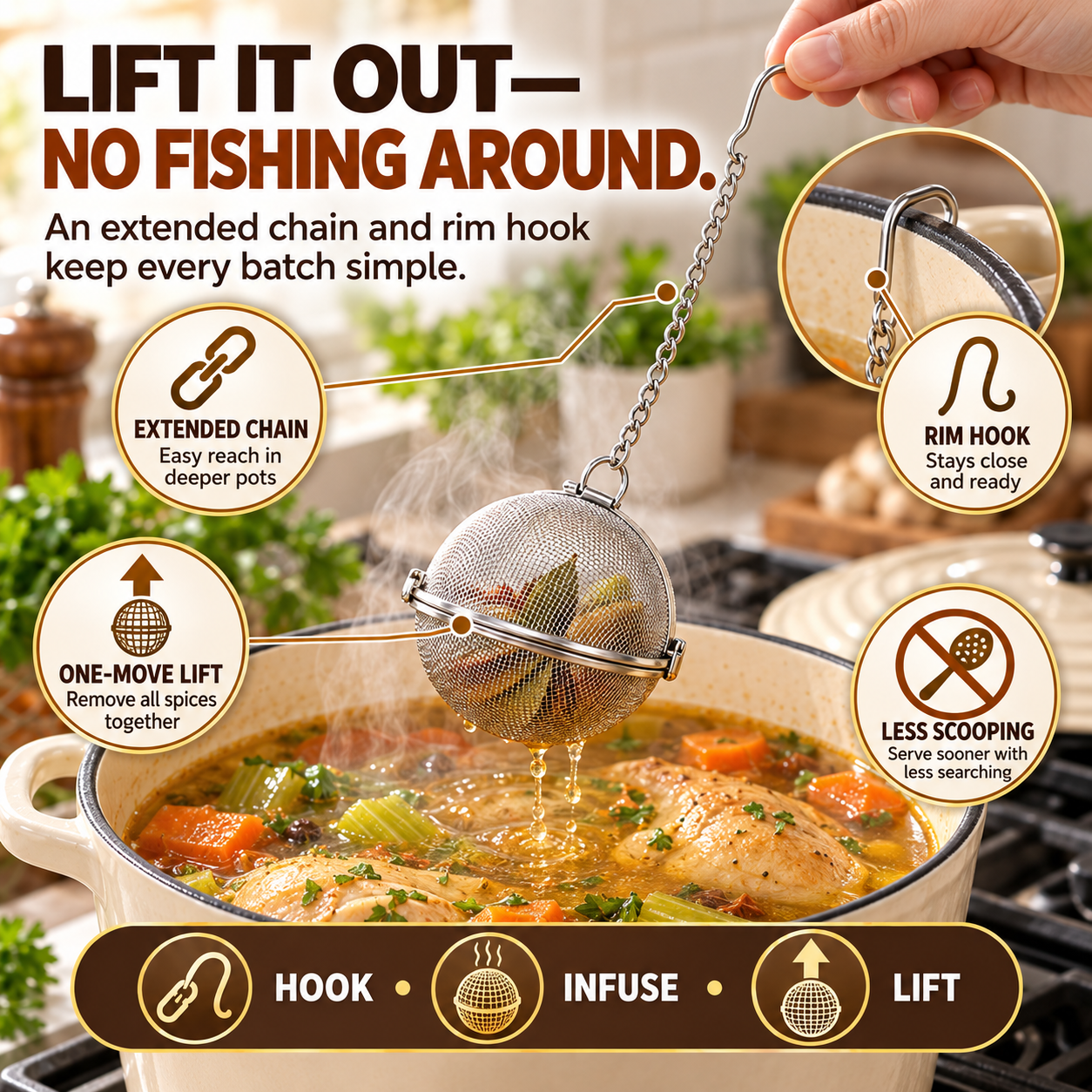 Stainless Steel Spice Infuser Ball – Full Flavor Without the Floating Spices 🍲