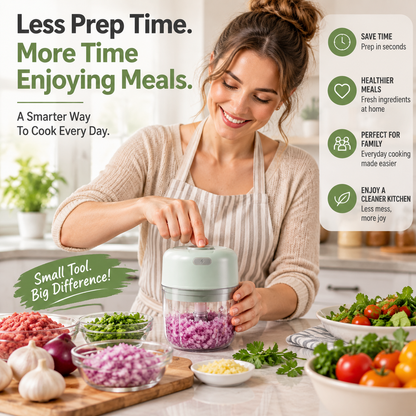 🧅 Mini Electric Food Chopper – Chop, Grind & Prep Fresh Ingredients in Seconds