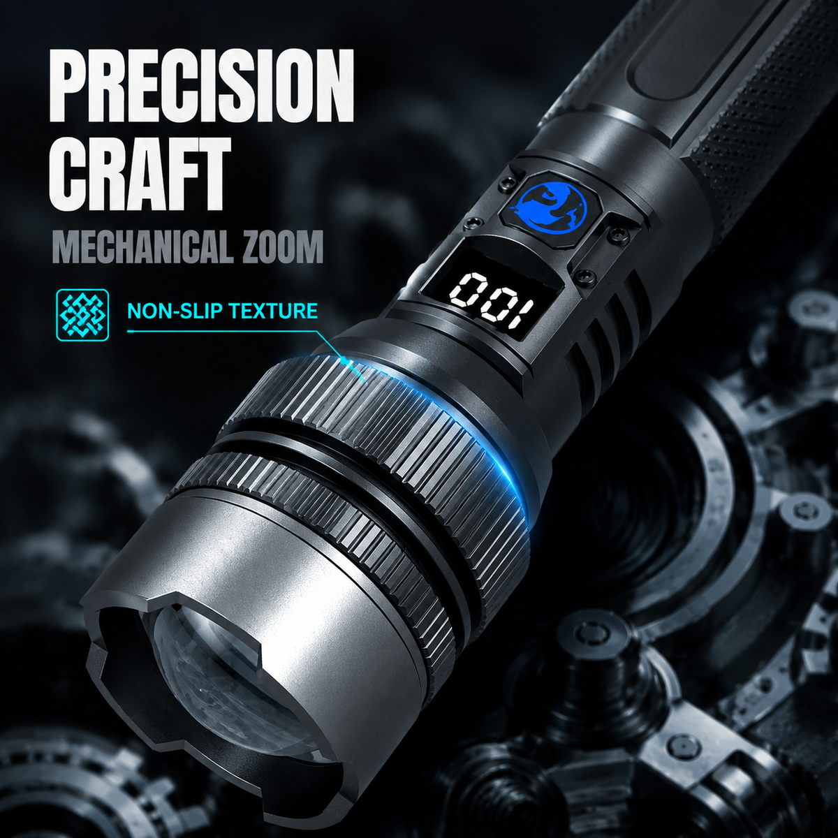 💎 50% Off! 💎 High-power flashlight: features an aluminum alloy heat-dissipating head and a telescopic zoom design for powerful, concentrated light; also functions as a power bank and includes a digital battery level display.