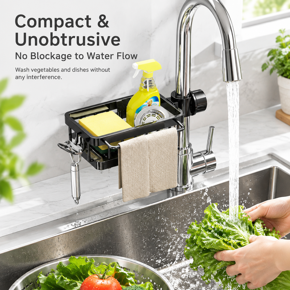 🧺Kitchen Faucet Sponge Holder & Sink Organizer Rack