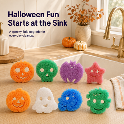 🎃 Halloween Spooky Scrub Sponge Set – Cute Kitchen Cleaning Sponges 👻