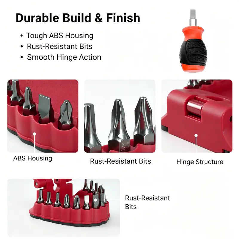 🦷 Magnetic Tooth Drill Bit Holder – Funny Dentist Screwdriver Bit Organizer & Mini Stubby Driver