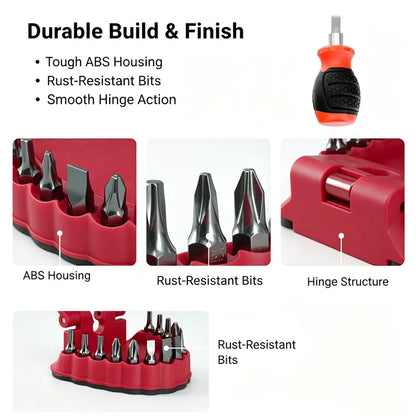 🦷 Magnetic Tooth Drill Bit Holder – Funny Dentist Screwdriver Bit Organizer & Mini Stubby Driver