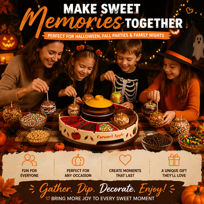 🍎 Caramel Apple Party Kit | Rotating DIY Dessert Station for Fun Family Treat Making